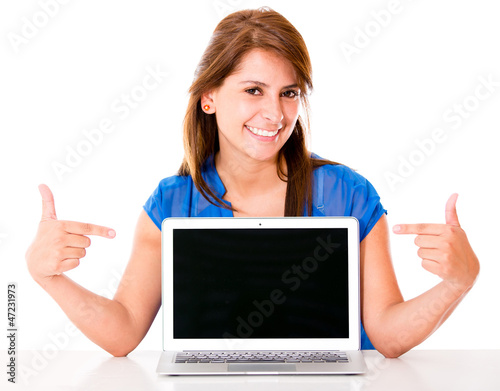 Photo: Woman with a laptop computer Woman with a laptop computer