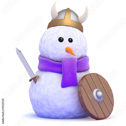 Illustration: Snowman dresses as a VIking for fun Snowman dresses as a VIking for fun