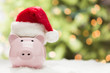 Foto: Pink Piggy Bank with Santa Hat on Snowflakes Pink Piggy Bank with Santa Hat on Snowflakes