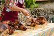 Méchoui, Cochon grillé, découpe