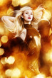 Sexy blond woman on golden background