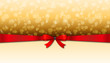 Greeting card with red bow and copy space.