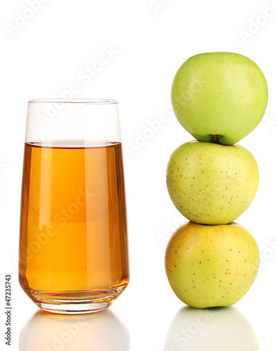 Photo: Useful apple juice with apples around isolated on white Useful apple juice with apples around isolated on white