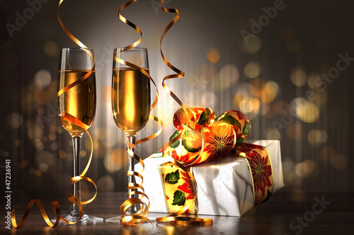 Photo: Glasses of champagne at new year party Glasses of champagne at new year party