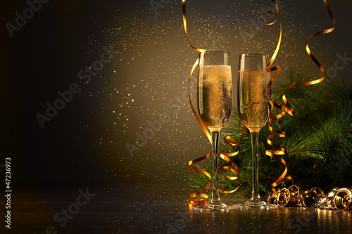 Photo: Glasses of champagne at new year party Glasses of champagne at new year party