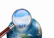 conceptual mini planet with a city on it