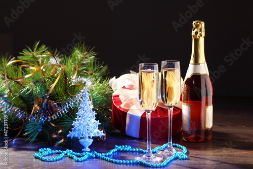 Photo: Glasses of champagne at new year party Glasses of champagne at new year party