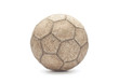 old soccer ball isolated on white background