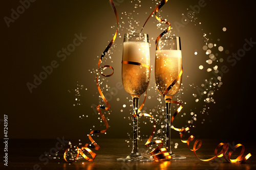 Photo: Glasses of champagne at new year party Glasses of champagne at new year party