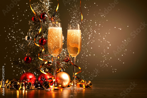 Photo: Glasses of champagne at new year party Glasses of champagne at new year party