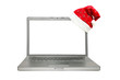 Laptop mit Nikolaus-Mütze