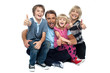 Cheerful thumbs up family