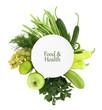 White plate with green food around it