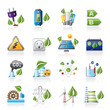 Green energy and environment icons - vector icon set