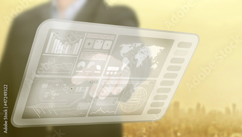 Illustration: Touchscreen berühren - Daten - Informationen Touchscreen berühren - Daten - Informationen