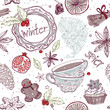 Vektor: Seamless pattern with spicy winter theme Seamless pattern with spicy winter theme