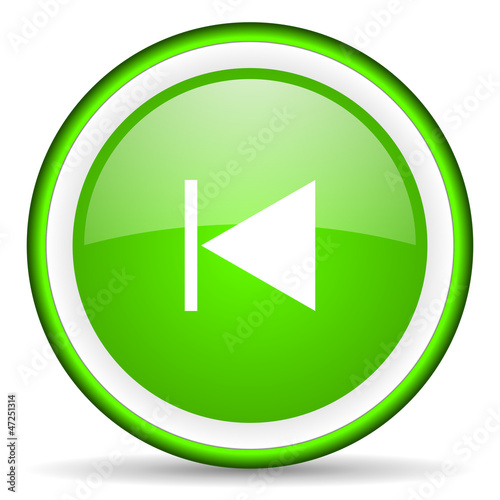 Illustration: prev green glossy icon on white background prev green glossy icon on white background