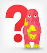 Vector: Funny Monster. Thinking. Funny Monster. Thinking.