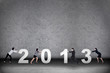 Business teamwork in new year 2013