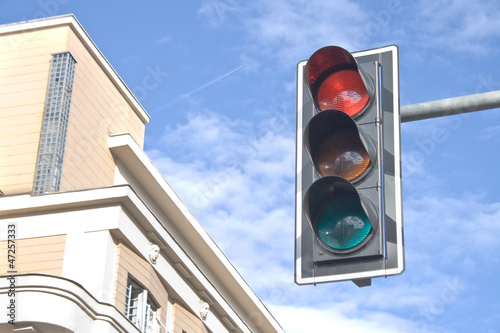 Photo: Traffic lights against sky backgrounds Traffic lights against sky backgrounds