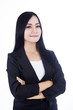 Confident business woman isolated in white