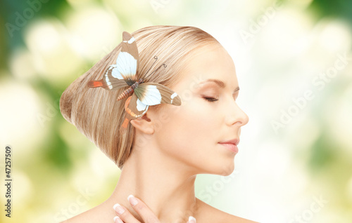 Photo: woman with butterflies in hair woman with butterflies in hair