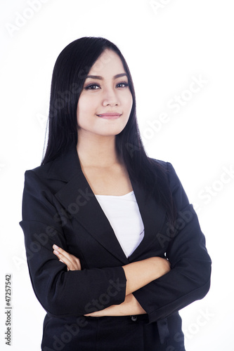 Photo: Confident business woman isolated in white Confident business woman isolated in white