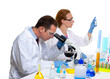 chemical laboratory with two scientist working