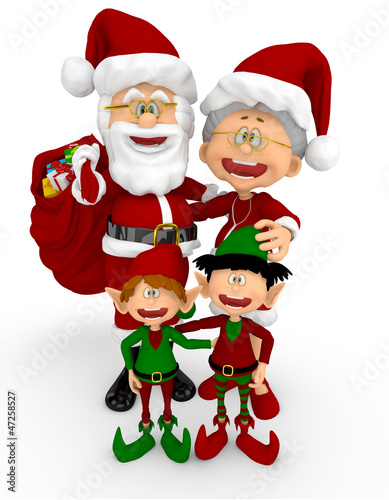 Illustration: 3D Santa family 3D Santa family