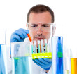 laboratory scientist working at lab with test tubes