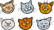 Cartoon funny cats heads set