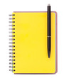 Yellow cover notebook with black pen