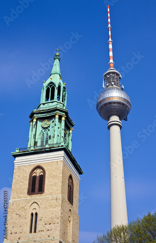 Photo: TV Tower and St Marienkirche in Berlin TV Tower and St Marienkirche in Berlin