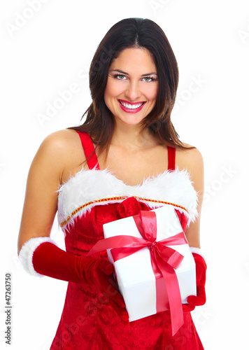 Photo: Santa helper Christmas girl with a presents. Santa helper Christmas girl with a presents.