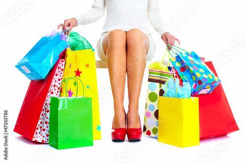 Photo: Beautiful Christmas Shopping woman. Beautiful Christmas Shopping woman.