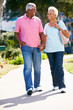 Senior Couple Walking In Park Together