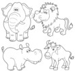 Vector: illustration of Wild animals cartoons outline illustration of Wild animals cartoons outline