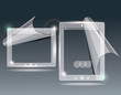 touchscreen tablet with a transparent buttons.