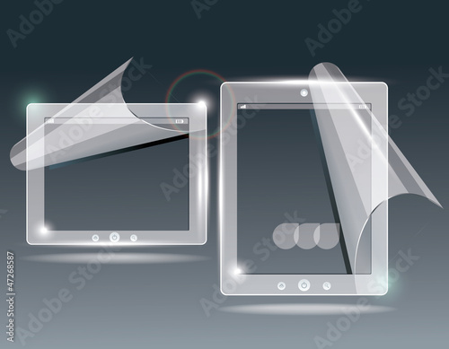 Vector: touchscreen tablet with a transparent buttons. touchscreen tablet with a transparent buttons.
