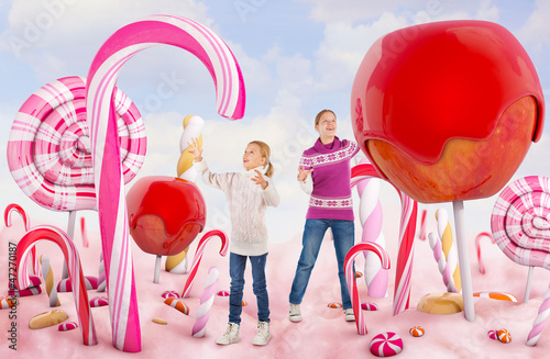 Photo: Two girls in a Candy land Two girls in a Candy land