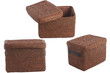 decorative brown wicker basket with lid