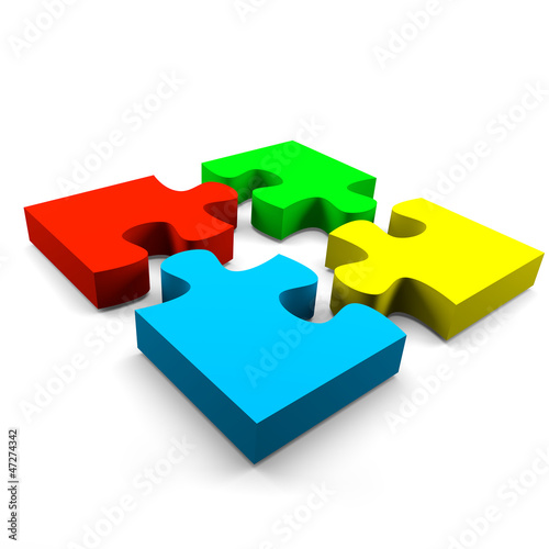 Illustration: Puzzle cooperation concept Puzzle cooperation concept