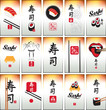 set of business cards on Japanese cuisine and sushi