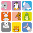 Vektor: Divertida tarjeta de animales Divertida tarjeta de animales