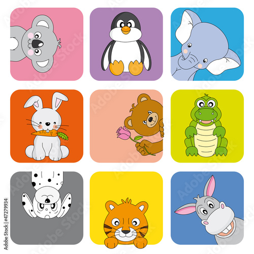 Vector: Divertida tarjeta de animales Divertida tarjeta de animales