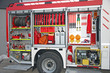 Emergency equipment inside fire truck
