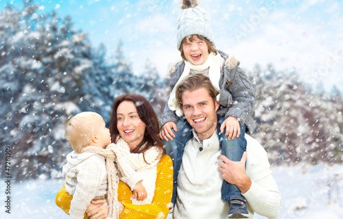 Photo: happy family winter time happy family winter time