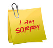 I am sorry message on a post it