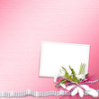 Invitation card for the wedding, with white calla lilies and pea