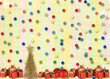 Gifts and balls under the Christmas tree on the abstract backgro